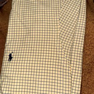 Ralph Lauren long sleeve yellow and blue checkered custom fit nice dress shirt